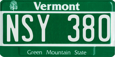 VT license plate NSY380