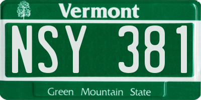 VT license plate NSY381