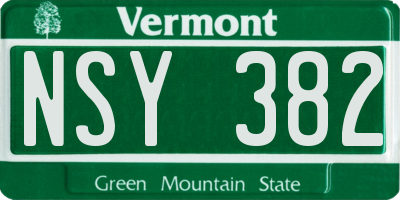 VT license plate NSY382