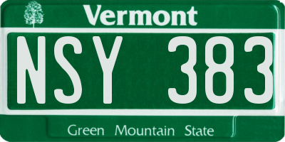 VT license plate NSY383