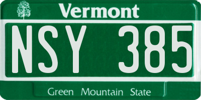 VT license plate NSY385