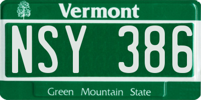 VT license plate NSY386