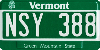 VT license plate NSY388