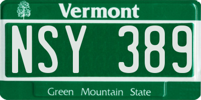 VT license plate NSY389