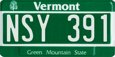VT license plate NSY391