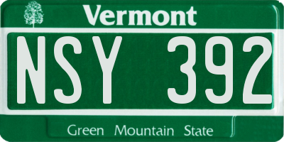 VT license plate NSY392