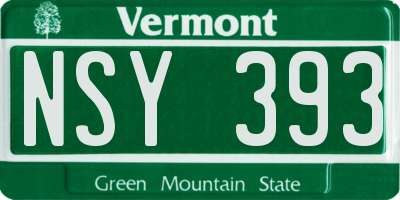 VT license plate NSY393
