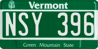 VT license plate NSY396