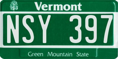 VT license plate NSY397