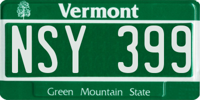 VT license plate NSY399
