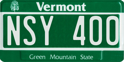 VT license plate NSY400