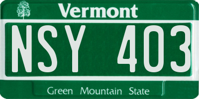 VT license plate NSY403