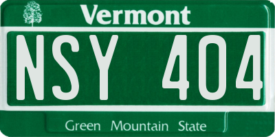 VT license plate NSY404