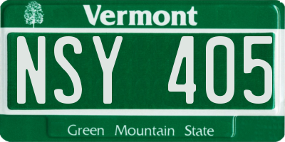 VT license plate NSY405