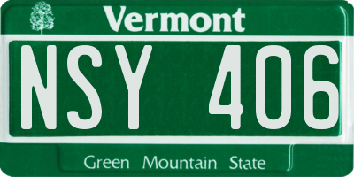 VT license plate NSY406