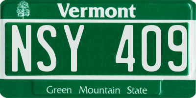 VT license plate NSY409