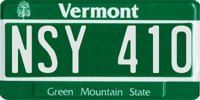 VT license plate NSY410