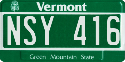 VT license plate NSY416