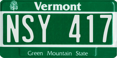 VT license plate NSY417