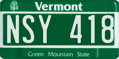 VT license plate NSY418