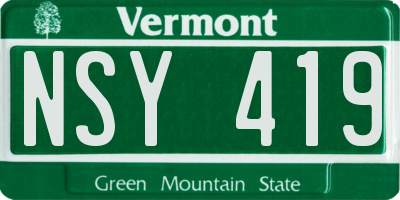 VT license plate NSY419