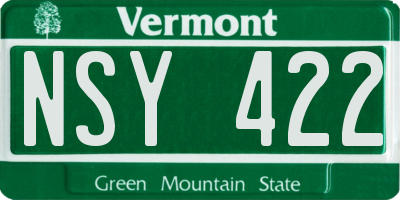 VT license plate NSY422