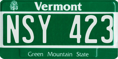 VT license plate NSY423