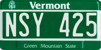 VT license plate NSY425