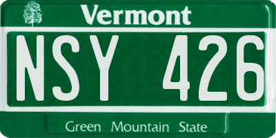 VT license plate NSY426