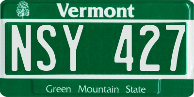VT license plate NSY427