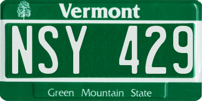 VT license plate NSY429