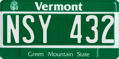 VT license plate NSY432