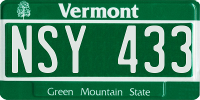 VT license plate NSY433
