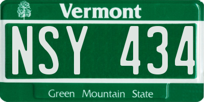 VT license plate NSY434