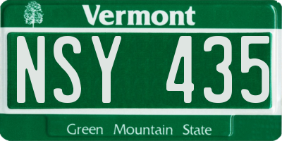 VT license plate NSY435