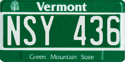 VT license plate NSY436