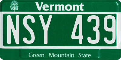 VT license plate NSY439
