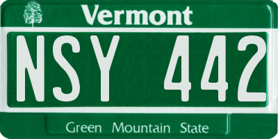 VT license plate NSY442
