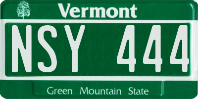 VT license plate NSY444