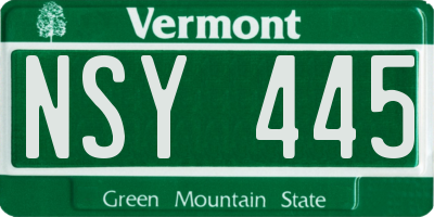 VT license plate NSY445