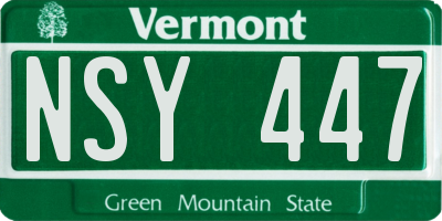 VT license plate NSY447