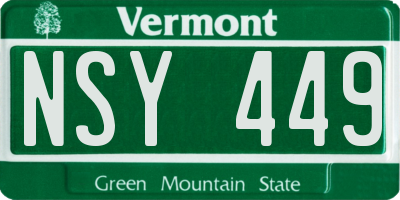 VT license plate NSY449