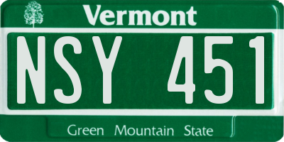 VT license plate NSY451