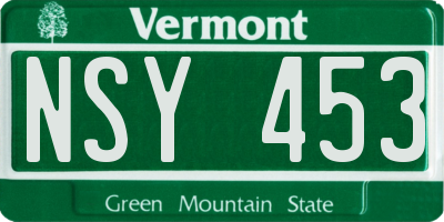 VT license plate NSY453