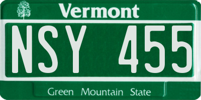 VT license plate NSY455