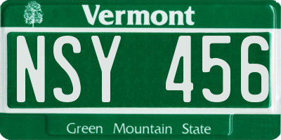 VT license plate NSY456
