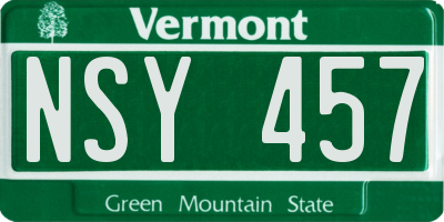 VT license plate NSY457