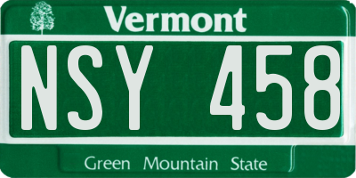VT license plate NSY458
