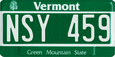 VT license plate NSY459