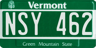 VT license plate NSY462